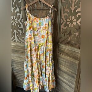 Lingua Franca Postcard Tiered Dress Tie Shoulder Straps